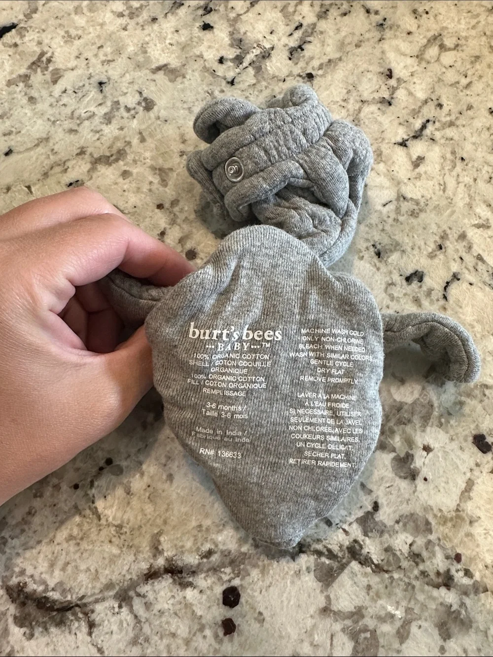 Burt's Bees Baby Grey Quilted Booties with Snap Accent